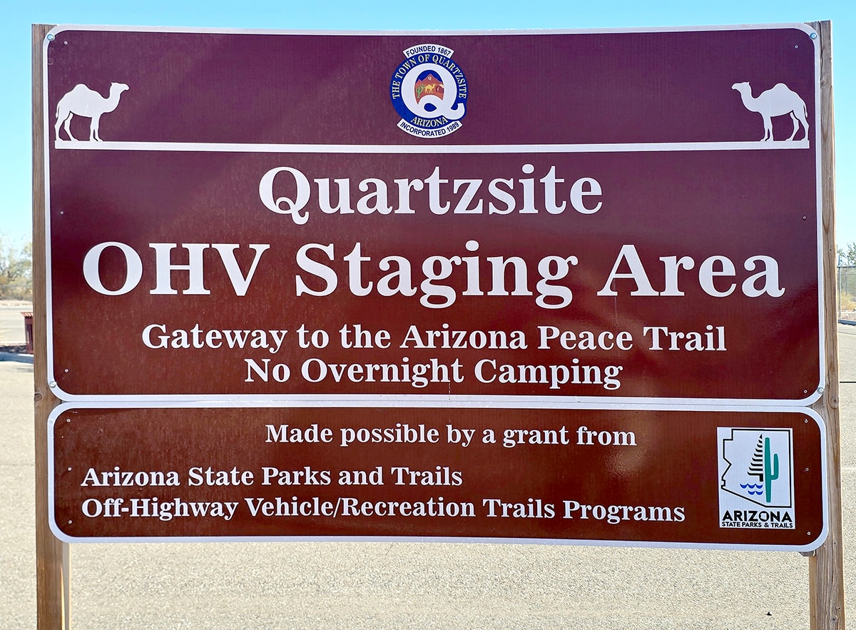 Quartzsite OHV Staging Area Sign